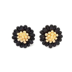 Daisy Black Gold Plated Stud Earrings